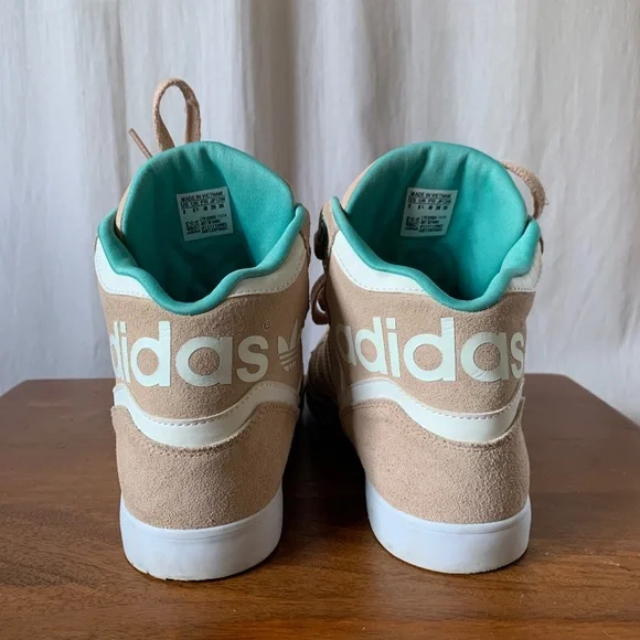 Adidas rose suede high tops- teal interior. Fits size 9 - Picture 4 of 5